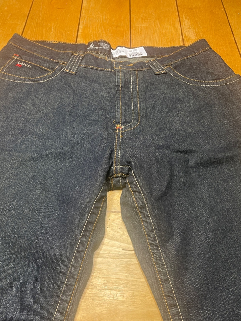 LAPCO FR Flame Resistant Straight Jeans in Dark Indigo with Yellow Stitching NWT